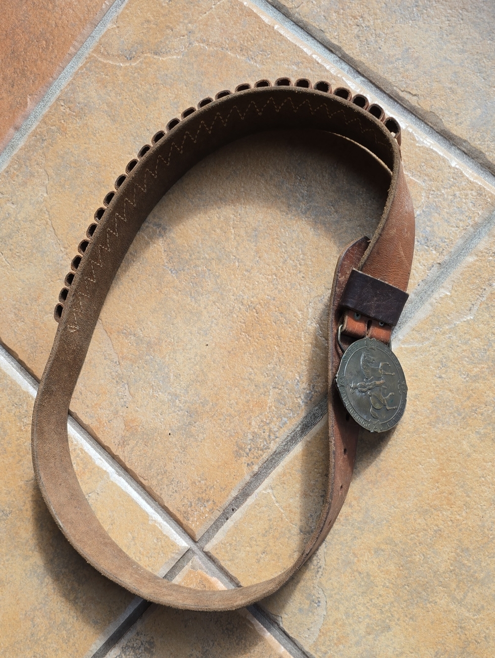 Vtg. Brass CSA Confederate States Calvary Corps Buckle (with 38" belt)